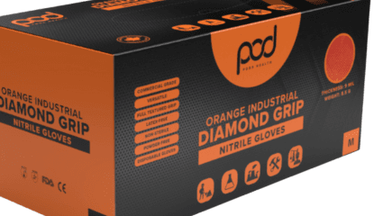 POD Orange Industrial Diamond Grip Nitrile Gloves